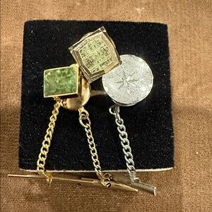 VINTAGE Gold and Silver TONE Tie Tack Set